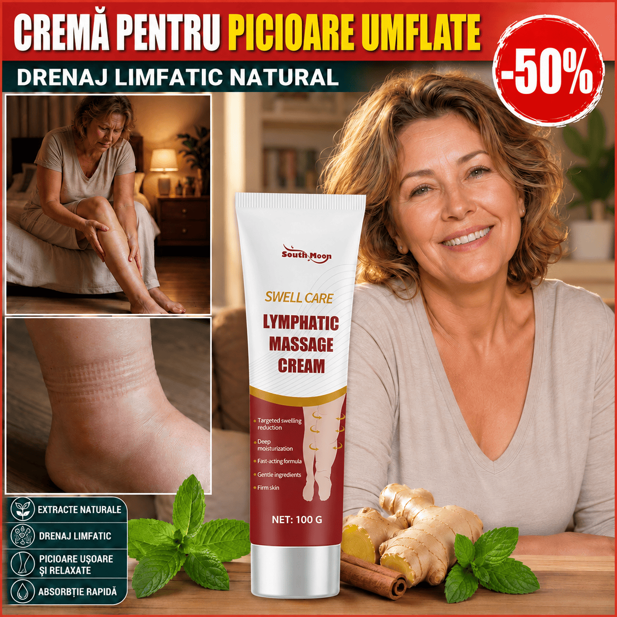 Cremă pentru Drenaj Limfatic 100 grame VitaDomus